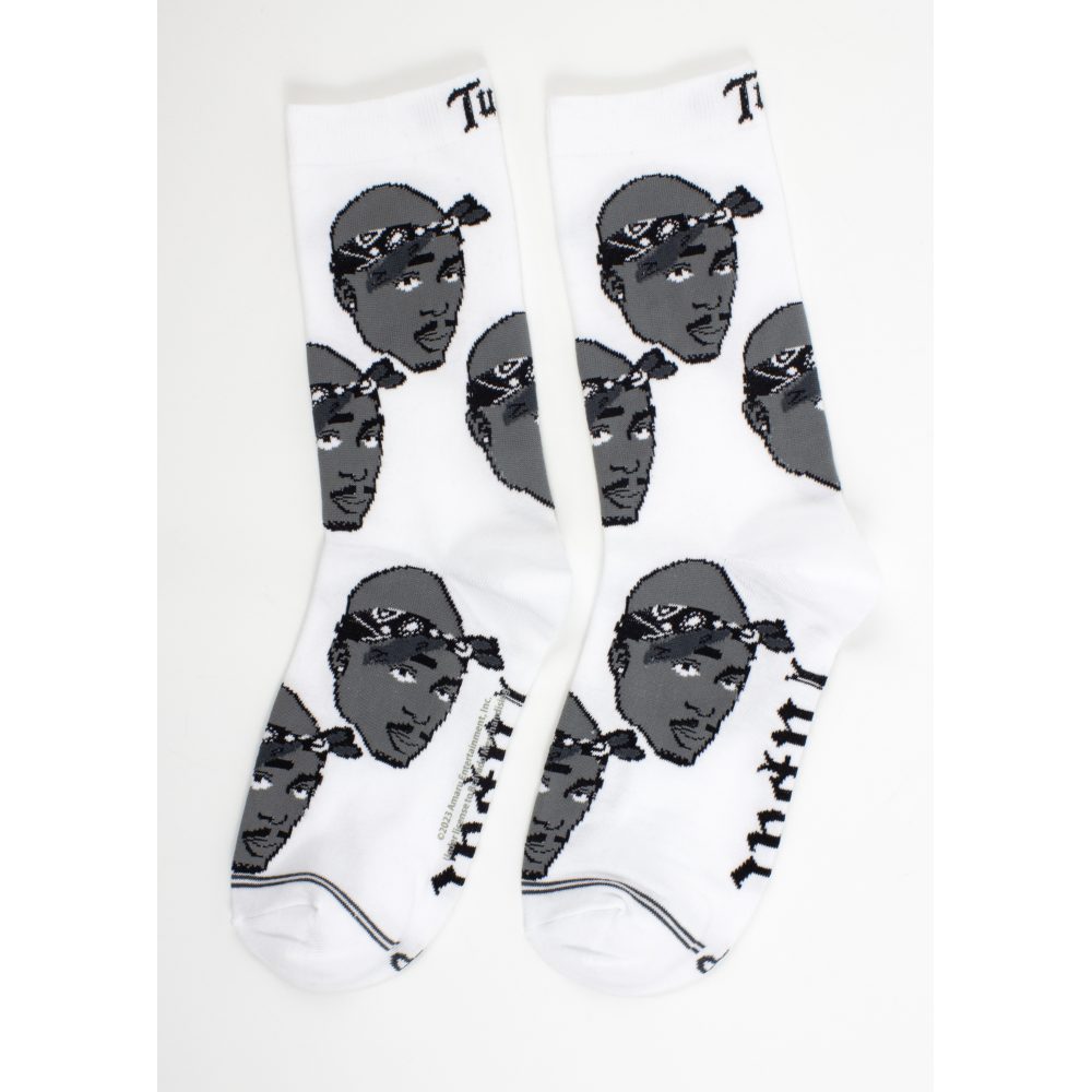 Tupac - Bandana 3 Pair Crew Sokken - Zwart/Wit